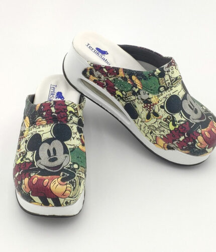 Terlik stílusos színes AIR cipő – fehér Mickey egér papucs Egyedi AIR és AIR LIGHTY papucsok terlikpapucs.hu